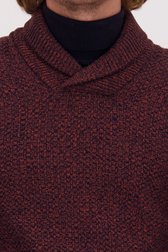 Detail van Bordeaux gemêleerde trui met sjaalkraag door Ravøtt voor Heren