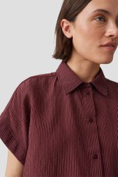 Detail van Bordeaux gestreepte blouse met strikkoord door Opus voor Dames