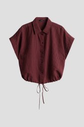 Productfoto 1 van Bordeaux gestreepte blouse met strikkoord door Opus voor Dames