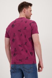Bordeaux T-shirt met fijn bloemenprint van BlueFields voor Heren