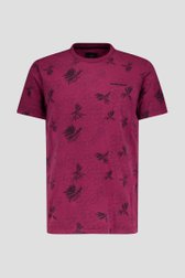 Bordeaux T-shirt met fijn bloemenprint van BlueFields voor Heren