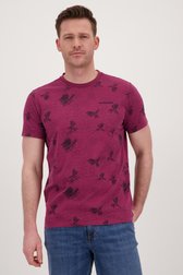 Bordeaux T-shirt met fijn bloemenprint van BlueFields voor Heren