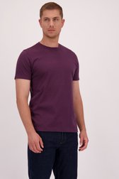 Voorkant van Bordeaux T-shirt met fijne streepjes  door Casual Five voor Heren