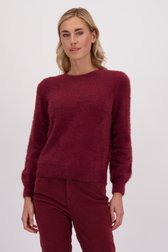 Voorkant van Bordeaux trui in faux-furstof  door Liberty Island voor Dames