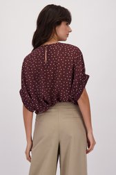 Achterkant van Bordeauxbruine blouse met polkadots door Louise voor Dames