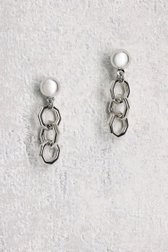 Boucles d'oreilles argentées avec maillons ronds de Liberty Island pour Femmes