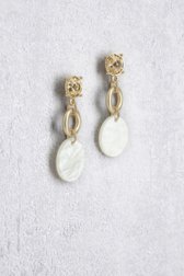 Photo produit 1 de Boucles d’oreilles dorées avec pendentif blanc de Liberty Island pour Femmes