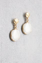 Boucles d'oreilles rondes dorées et blanches de Liberty Island pour Femmes