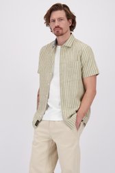 Vidéo de Chemise beige à rayures et manches courtes de Ravøtt pour Hommes