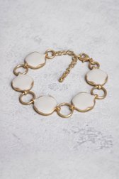 Bracelet doré avec des charms ronds blancs de Liberty Island pour Femmes