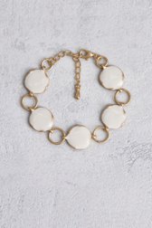 Bracelet doré avec des charms ronds blancs de Liberty Island pour Femmes