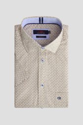 Voorkant van Bruin-beige hemd met print - Comfort fit door Dansaert Blue voor Heren