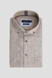Voorkant van Bruin gemêleerd hemd met korte mouw - Regular fit door Dansaert Blue voor Heren