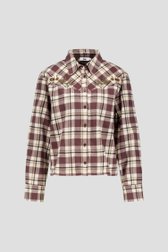 Productfoto 1 van Bruin houthakkershemd met geborduurde bloemen door Louise voor Dames