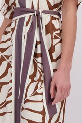 Detail van Bruin kleedje met ecru bladerprint door D'Auvry voor Dames