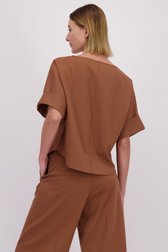 Achterkant van Bruine blouse met 3/4 mouwen door D'Auvry voor Dames