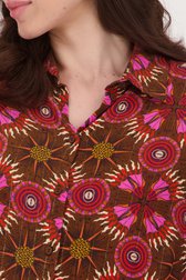 Bruine blouse met rood-roze print van Geisha voor Dames
