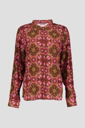 Bruine blouse met rood-roze print van Geisha voor Dames