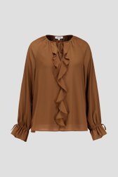 Productfoto 1 van Bruine blouse met ruffles  door More & More voor Dames