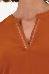 Bruine blouse met V-hals van Claude Arielle voor Dames