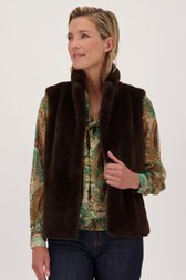 Bruine bodywarmer in faux fur van Claude Arielle voor Dames