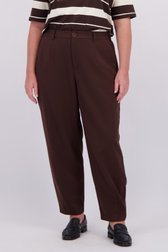 Detail van Bruine geklede broek - 7/8 lengte door Kaffe Curve voor Dames