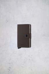Voorkant van Bruine lederen kaarthouder - Miniwallet matte door Secri voor Heren