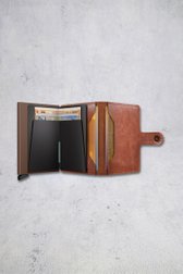 Productfoto 1 van Bruine lederen kaarthouder  - Miniwallet vintage door Secri voor Heren