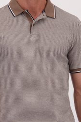 Detail van Bruine polo met blauw-wit motief door Dansaert Blue voor Heren