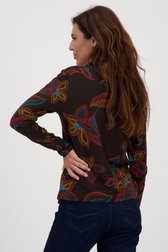 Bruine polo met een gestipte bloemenprint  van Claude Arielle voor Dames