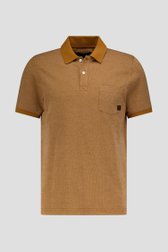 Bruine polo met fijn zwart-wit motief van Ravøtt voor Heren