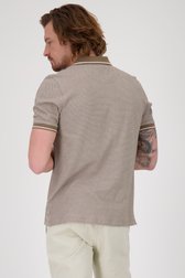 Bruine polo met fijne print in ecru van Ravøtt voor Heren
