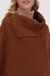 Detail van Bruine poncho met bouclé look door Modeno voor Dames