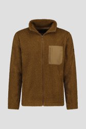 Bruine teddy cardigan met rits van Ravøtt voor Heren