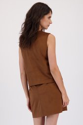 Achterkant van Bruine top met suède look door Louise voor Dames