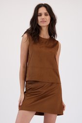 Voorkant van Bruine top met suède look door Louise voor Dames