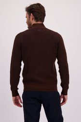 Achterkant van Bruine wollen cardigan met rits door Upper East voor Heren