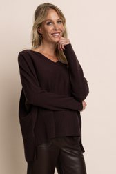 Voorkant van Bruine wollen trui met V-hals door AC by Annelien Coorevits voor Dames
