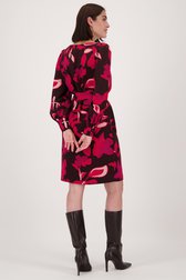 Achterkant van Burgundy kleedje met fuchsia bloemenprint door D'Auvry voor Dames