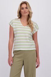 Video van Beige T-shirt met kaki strepen door Libelle voor Dames