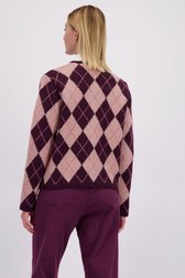 Le dos de Cardigan à carreaux bordeaux et rose de More & More pour Femmes