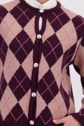 Détail de Cardigan à carreaux bordeaux et rose de More & More pour Femmes
