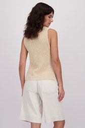 Détail de Cardigan beige sans manches avec boutons de Louise pour Femmes
