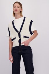 Le devant de Cardigan blanc à manches courtes de More & More pour Femmes