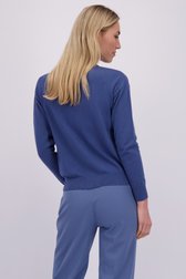 Le dos de Cardigan bleu à col polo de Liberty Island pour Femmes