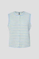 Photo produit 1 de Cardigan bleu et blanc à rayures sans manches de Pieces pour Femmes