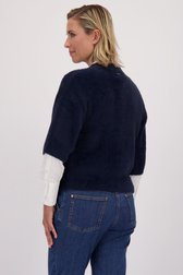 Le dos de Cardigan bleu foncé à manches longues de Claude Arielle pour Femmes