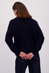 Le dos de Cardigan bleu foncé avec foulard de LŌVING pour Femmes