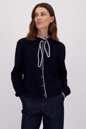 Le devant de Cardigan bleu foncé avec foulard de LŌVING pour Femmes
