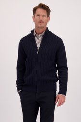 Le devant de Cardigan bleu marine à motif torsadé de Dansaert Blue pour Hommes